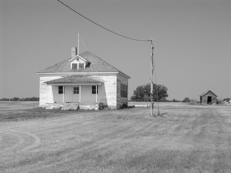 Unused old school building in disrepair Nicodemus Kansas Black and white photograph by Rana Banerjee of a, Nicodemus, Kansas
