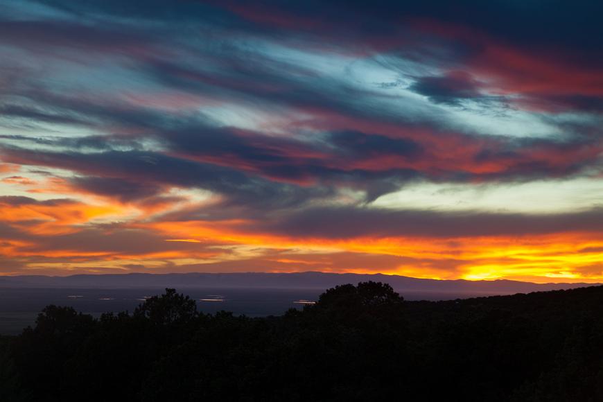 Lakes in the San Luis Valley in Colorado just after sunset