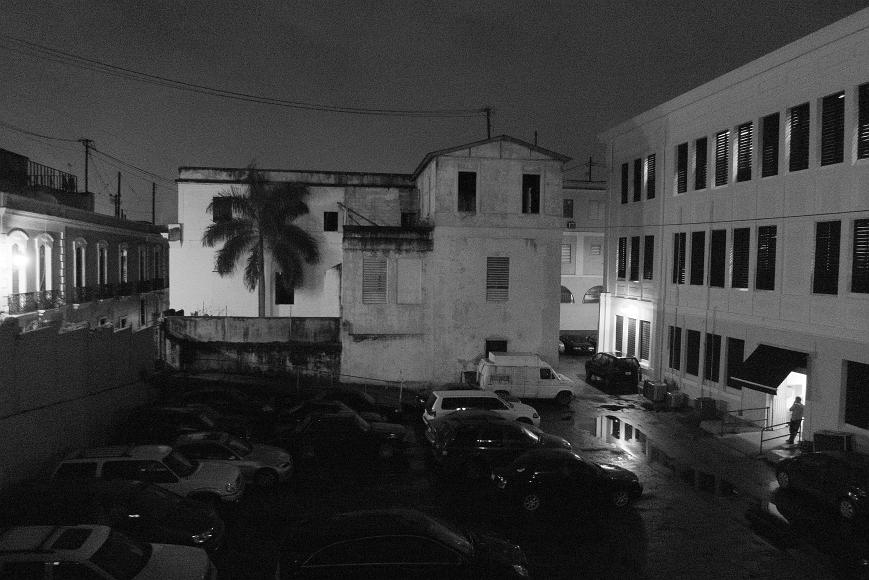 Parking lot at night in old San Juan