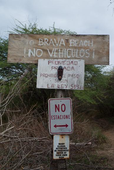 Warning signs for Brava Beach on Culebra Island in Puerto Rico