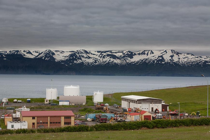 Mountains bay and maintenence station near Akureyi