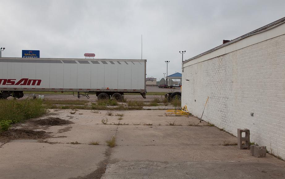 Kansas highway turnoff scene
