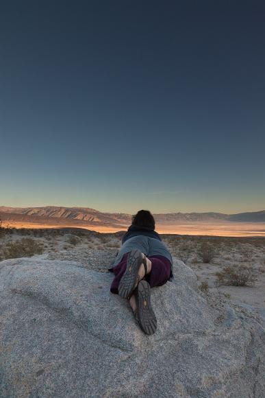 Riana looking back into the Saline Valley
