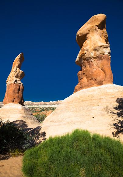 Sandstone Hoodoos look like statues in Utah
