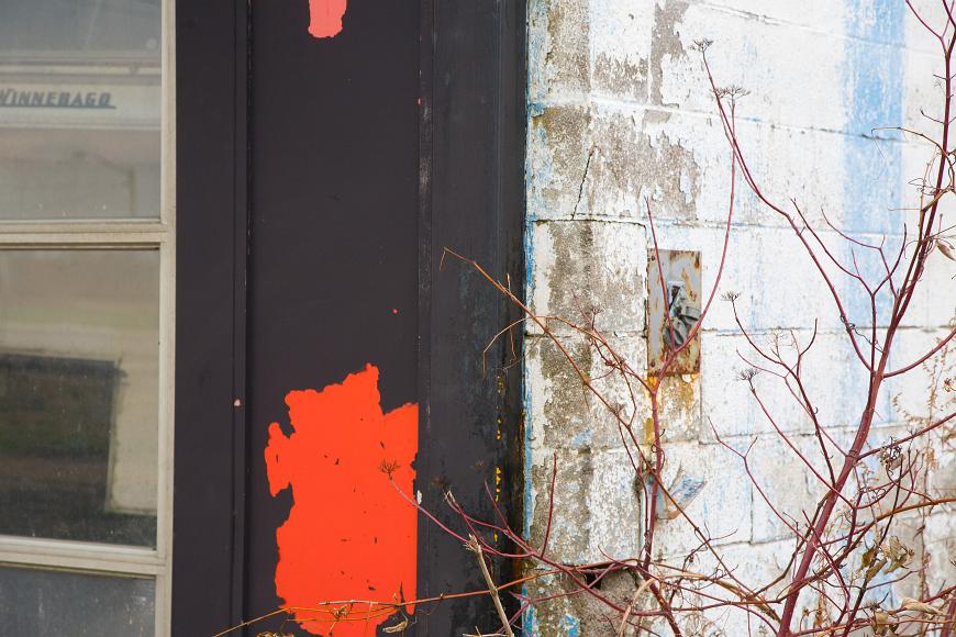 Red and black, Abandoned gas station detail #4