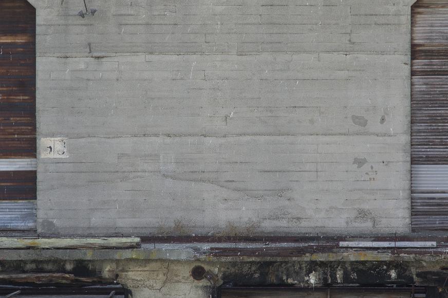 San Francisco Pier Detail #8 corrugated metal door concrete wall with crumbling dock below